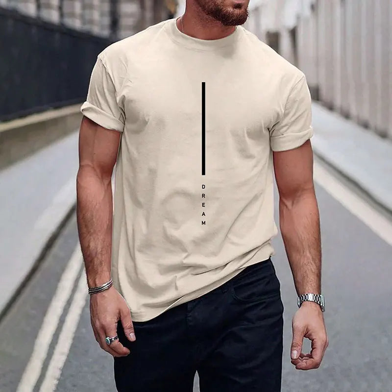 2024 New Pure Black Men's Short-sleeved T-shirt Simple Letters Printed Round Neck T-shirt Street Casual Temperament Men's Tops
