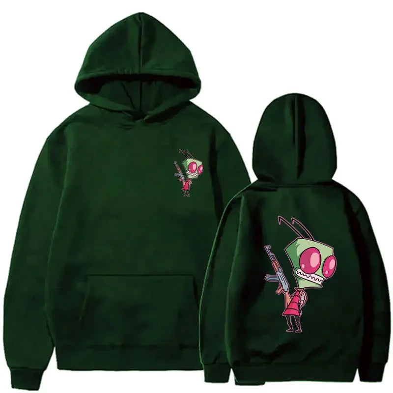 Happy Gir Classic Hip Hop Cool Thermal Hoodie Invader Zim Gaz Membrane Animated Leisure Tracksuit Autumn and Winter Fleeces