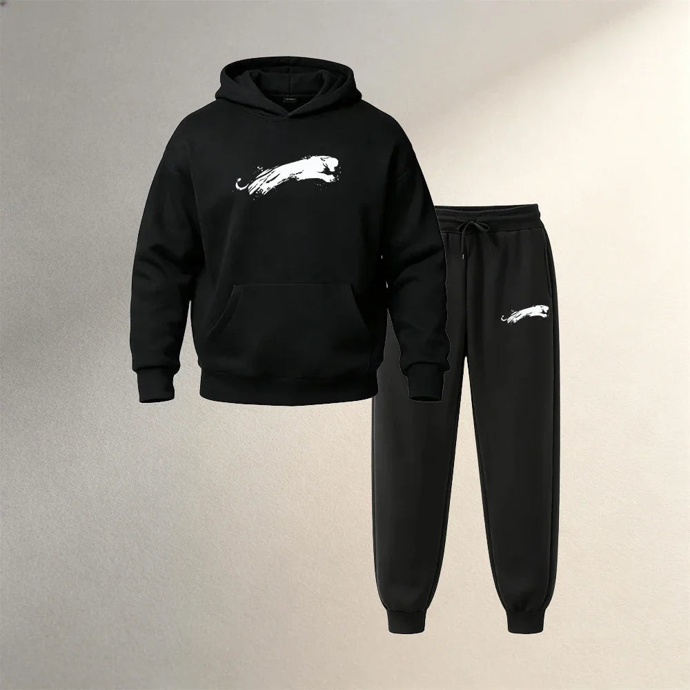 Men's Hoodies Sets 2 Pieces Pullover Autumn Winter Sports Casual Fashion Warm Clothing Drawstring Jogger Pants Male Street Suits