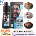Send From US 200ml Natural Permanent Beard Dye Shampoo Long Lasting Beard Coloring For Men Removal White Grey Hair Color Cover