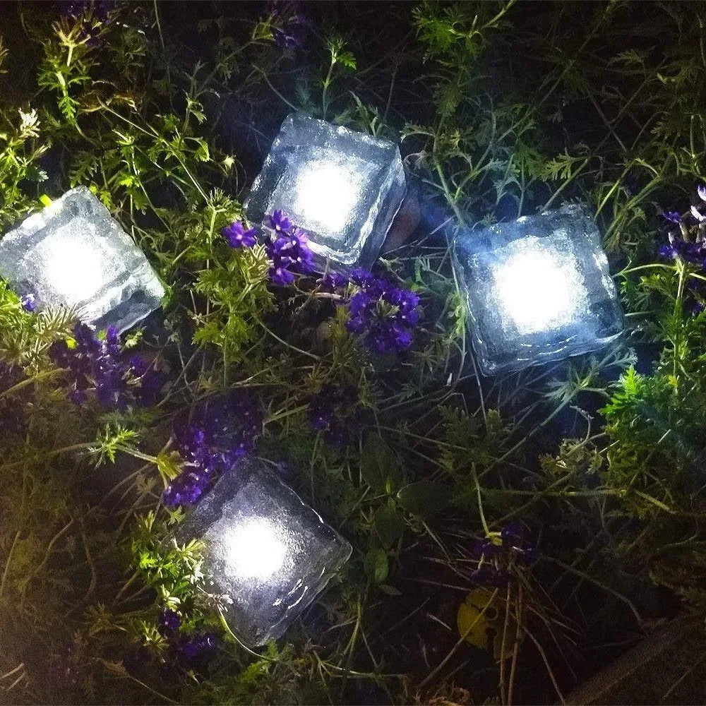 1-8PCS Square Solar Glass Brick Lights IP65 Waterproof LED Warm White Outdoor Landscape Path Lighting for Garden Courtyard Decor
