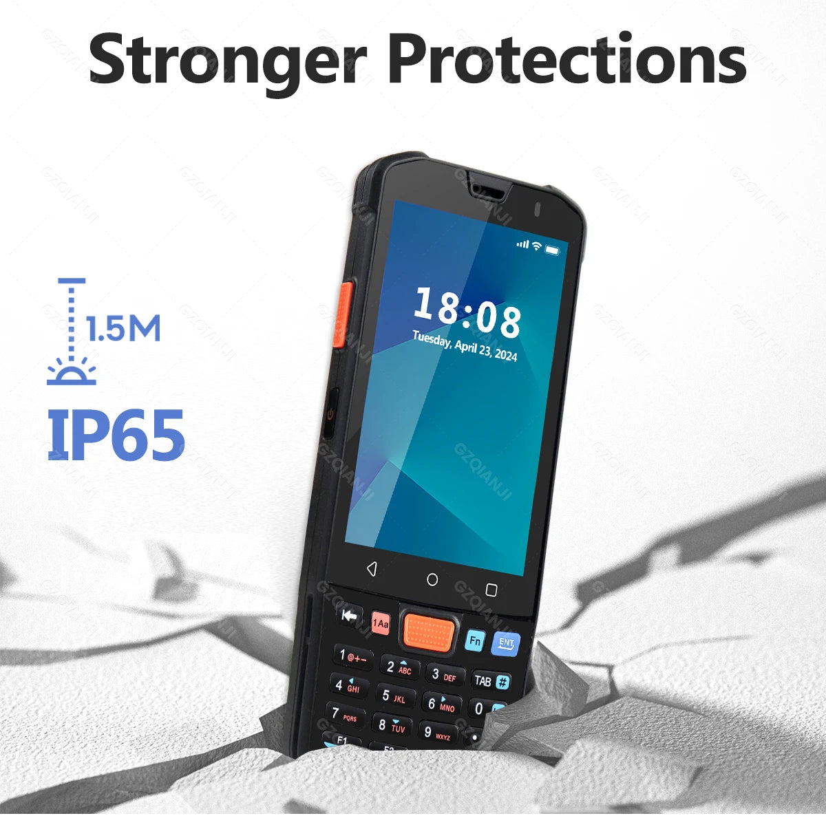 Android 14 Data Collector Wireless Wifi Bluetooth Handheld Terminal 1D 2D QR Barcode Scanner 3+32GB Running With Charger Station