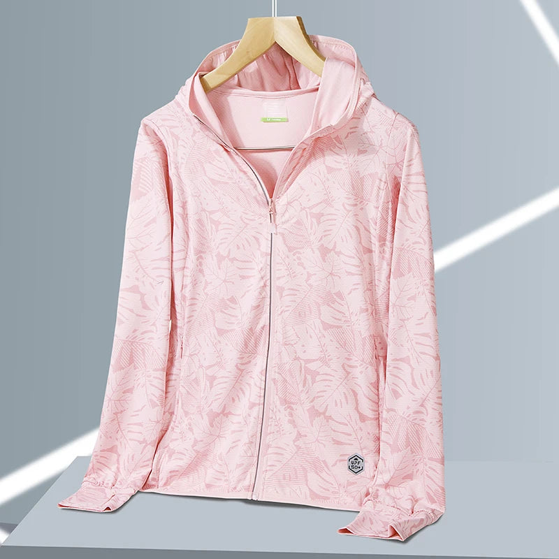 UPF45 UV Sun Protection Clothing Women's Zip Up thin Hoodie Long Sleeve Seatshirt Light Outdoor Fishing Running Hiking Jacket