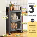 Multi-functional Kitchen Shelf Floor-to-ceiling Shelf Locker Microwave Pot Oven Cabinet Storage Rack with Cabinet Door