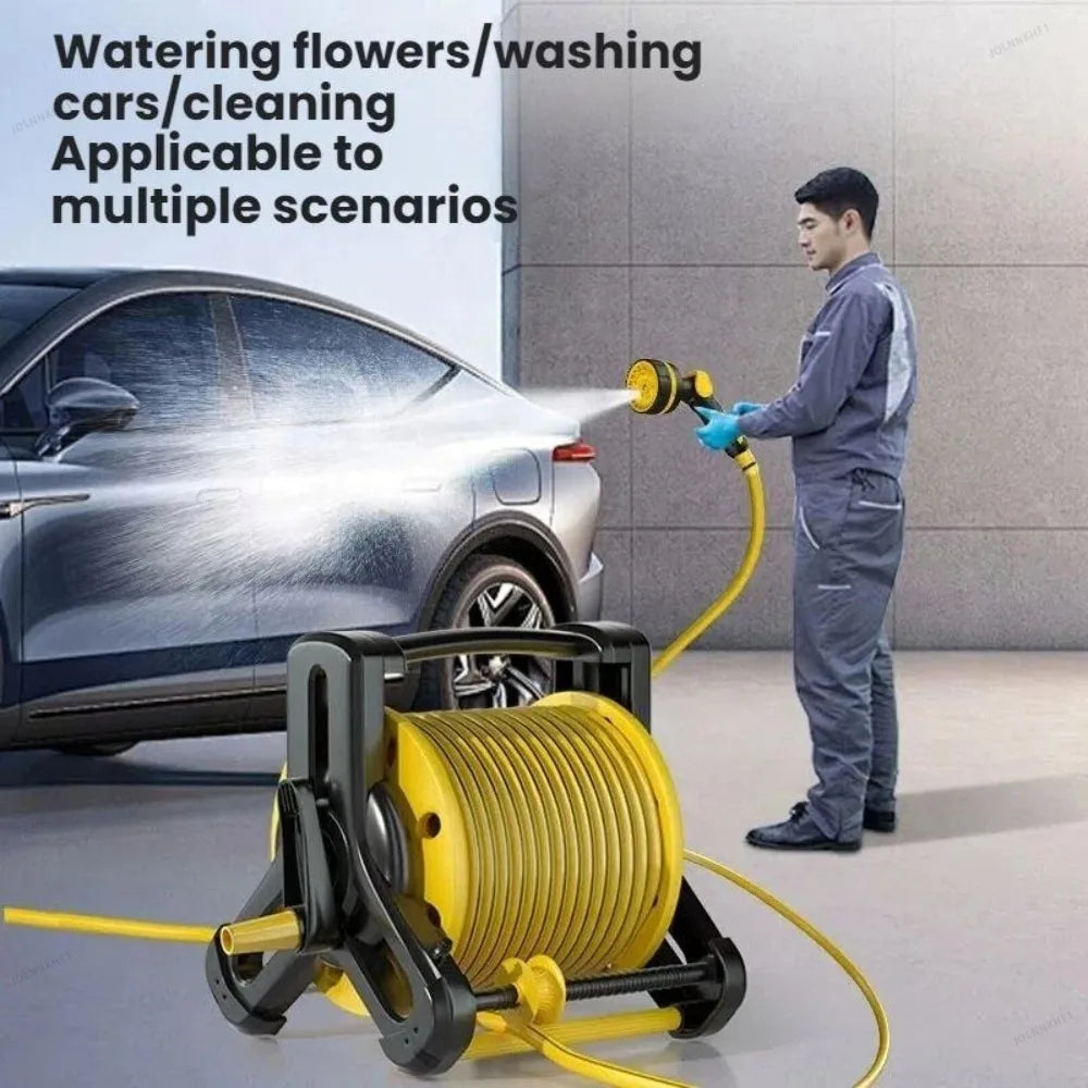 PVC Water Hose Pipe Reel Portable Garden Hose Reel Heavy Duty Cart with Cart for Car Wash Garden Irrigation Pipe Plant Flowers