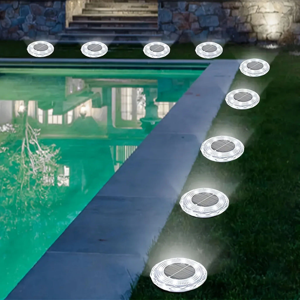 2/4pcs Solar Ground Lights 8LEDs Solar Lights Outdoor Bright LED Solar Disk Lights Outdoor Garden Pathway Driveway Lawn Lights