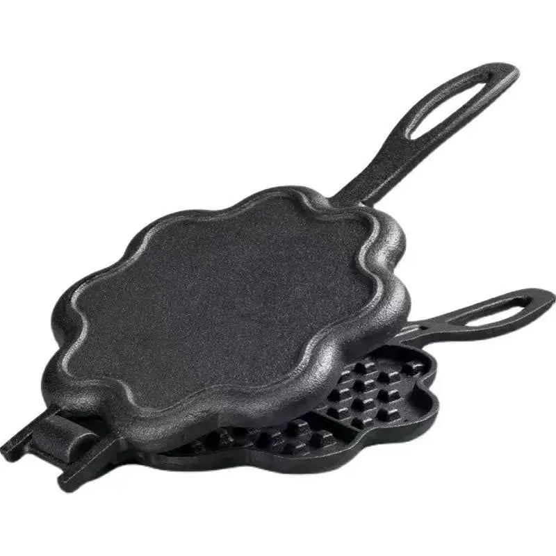 Cast iron waffle mold uncoated non-stick for home and commercial use DIY baking waffle maker