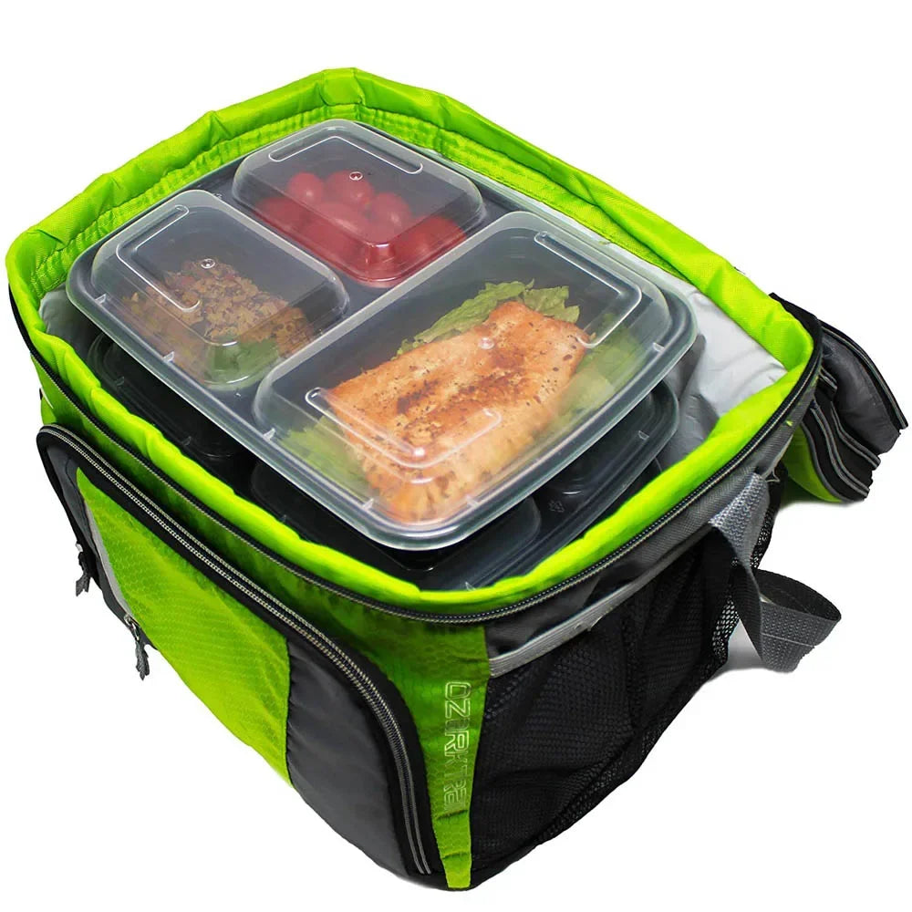 32oz Three Grid Lunch Box 20Pcs Disposable Lunch Box Microwave Heating Tableware Stackable Plastic Food Storage Container