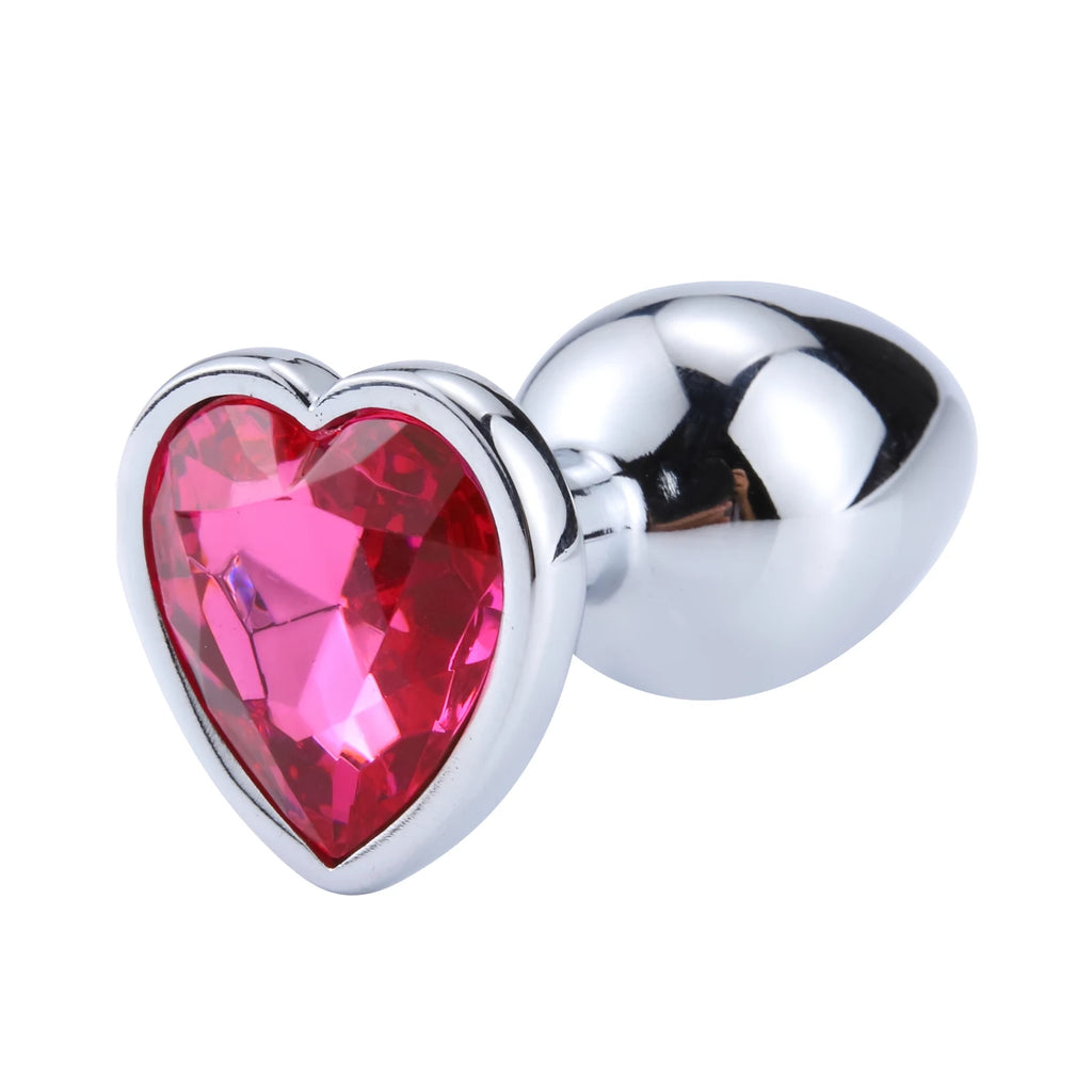 Luxury Heart Gem Metal Anal Plug Training Set Stainless Steel Butt Plug Kit for Beginners Men Women Couples Erotic Bedroom Game