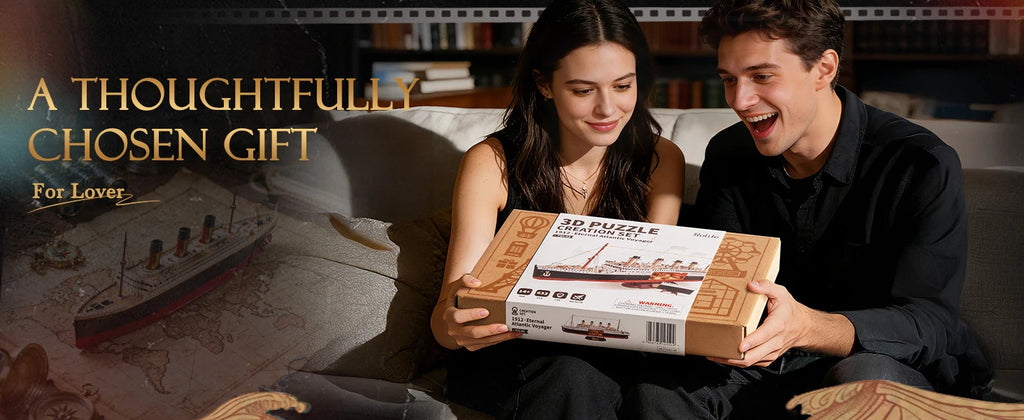 Rolife Wooden 3D Puzzle 1912Eternal Atlantic Voyager Building Model Kit 433PCS Puzzle Toys Craft Kits Gift for Adult Kid Teen
