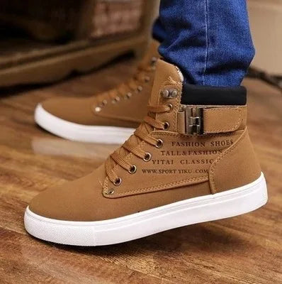 Men's High Top Sneakers Casual Vulcanized Shoes Spring/Autumn Men Shoes High Quality Frosted Faux Suede Casual Platform Shoes
