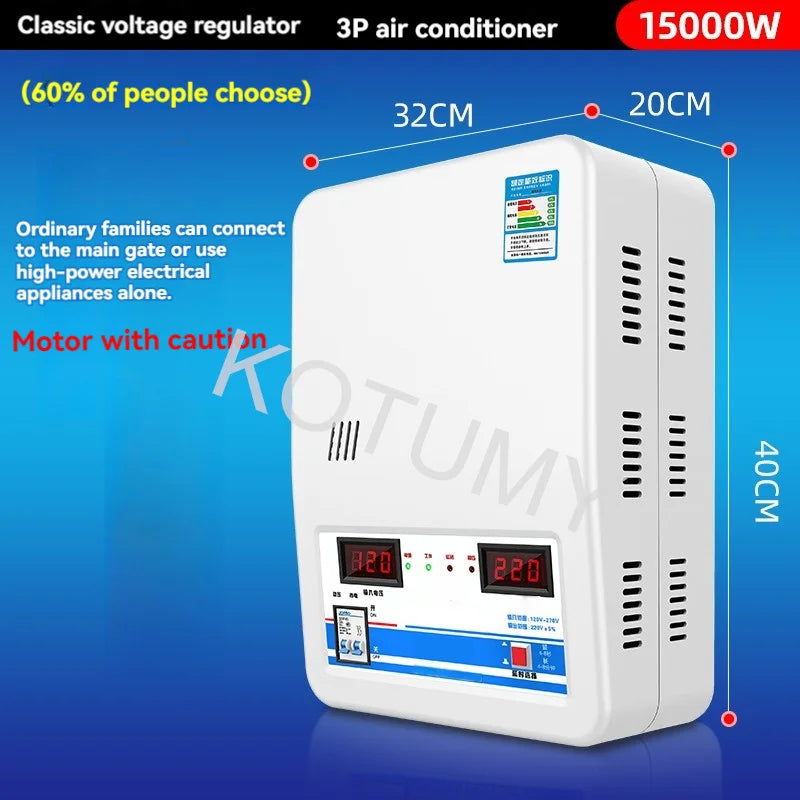Voltage Stabilizer 220V Automatic Household High-Power 15kw Pure Copper Low-Voltage Air Conditioner Special Voltage Regulator
