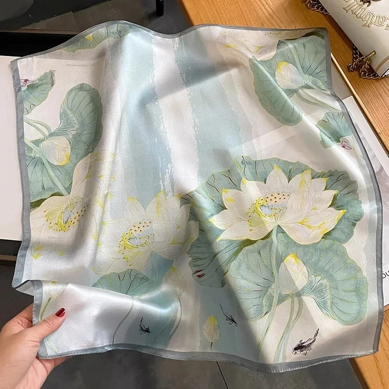 Nature Silk Neck Scarves Lady Foulard Lovely Strawberry Print 100% Real Silk Square Scarf for Women Bag Ribbon Hairband Kerchief