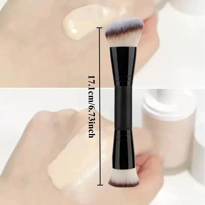 New Double-Ended Makeup Brush, Multi-Functional Foundation Contour Blush Powder Brush, Non-Absorbent High Grade Facial Makeup