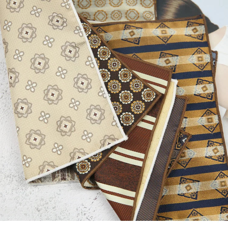 Maillard Men's Suit Pocket Towel Dress Chest Towel Retro Suit Coffee Pattern Small Square Scarf Wedding Fashion 22*22cm