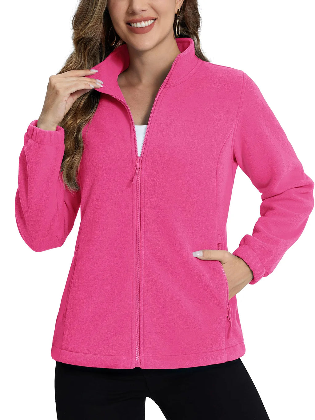TACVASEN Women's Winter Fleece Jacket Lightweight Full Zip Sweatshirts Coat Casual Zipper Soft Warm Sweaters Outwear Female