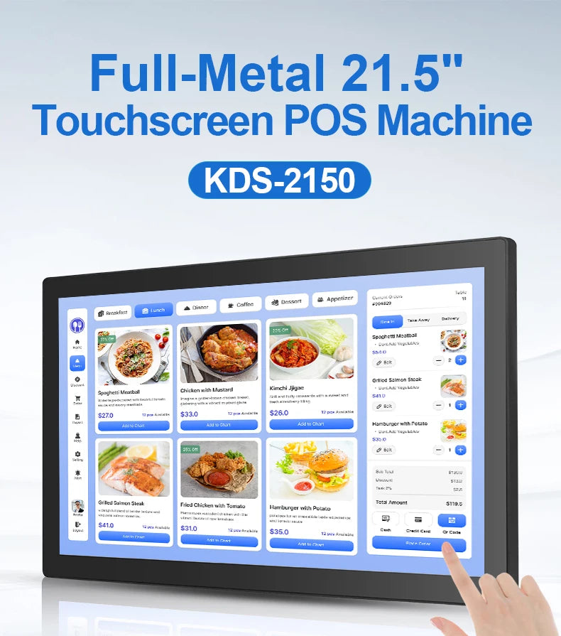 21.5 Inch Kitchen Display Screen Kds Pos System Hardware Kitchen Order Display Monitor Menu Management Display Screen