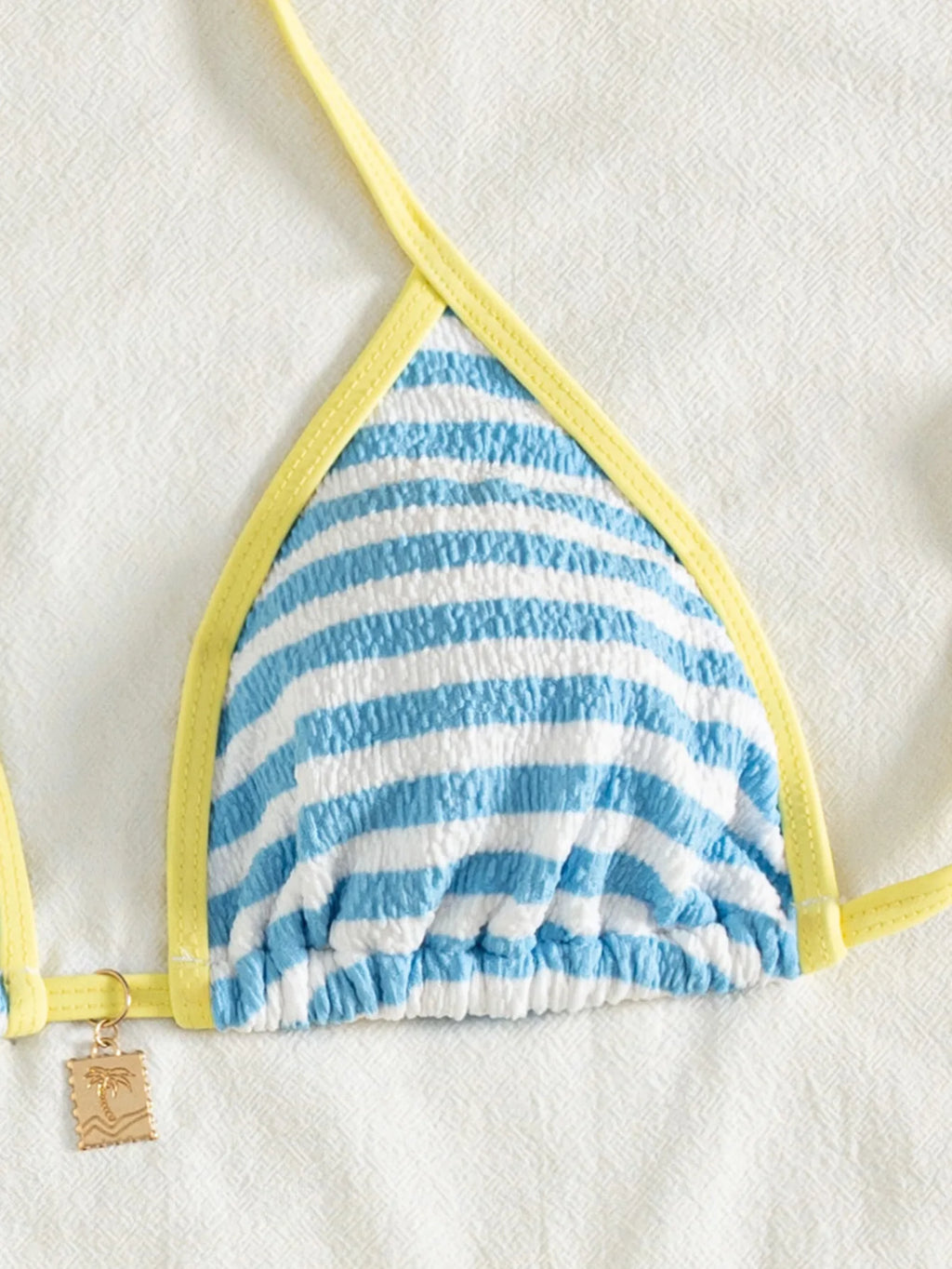 Women 3 Piece Striped Bikini Set Halter Triangle Top High Cut Thong Drawstring Shorts Summer Beach Swimwear Bathing Suit