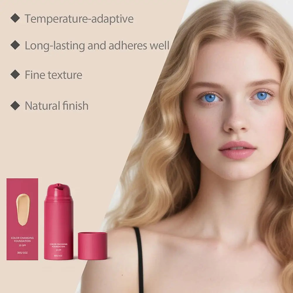 Natural Temperature-Adaptive Color Correcting Foundation Long Lasting Brightening Clear Base Makeup Even Skin Tone Face Makeup
