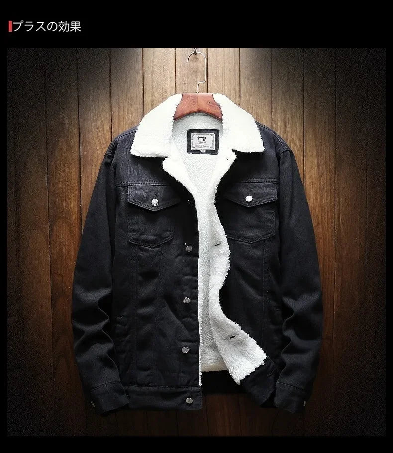 Men Blue Denim Jackets And Coats Winter Warm Jeans Jackets New Male Slim Fit Denim Coats Thicker Warm Casual Denim Jackets 6XL