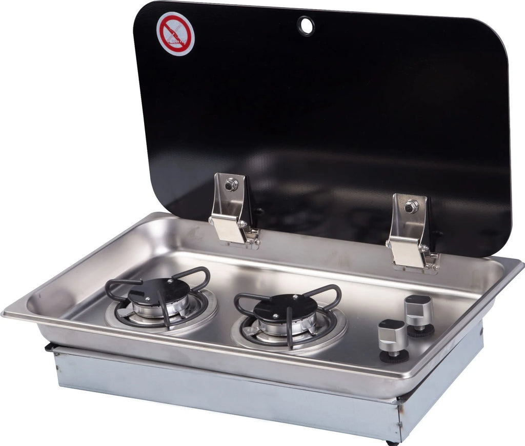RV Gas Stove Stainless Steel Two Burners Electric Pulse Ignition Gas Cooktop