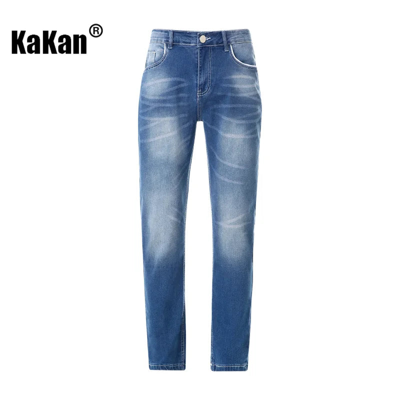 Kakan - High-quality Men's Personalized Double-line Jeans, New Dark Blue, Light Blue, Black Jeans K05-8878 In Spring and Autumn