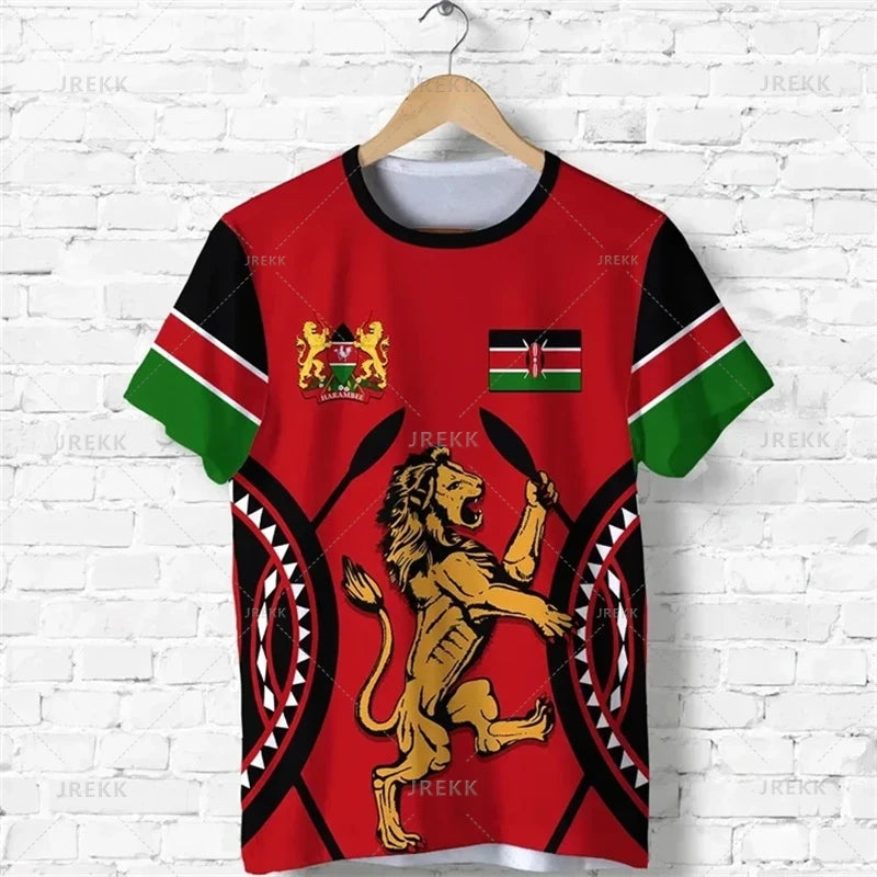 Kenya National IndependenceDay 3D Printed T Shirt The Republic-of Kenya Emblem Falg Graphic Short Sleeves Vintage Tee Shirts Top