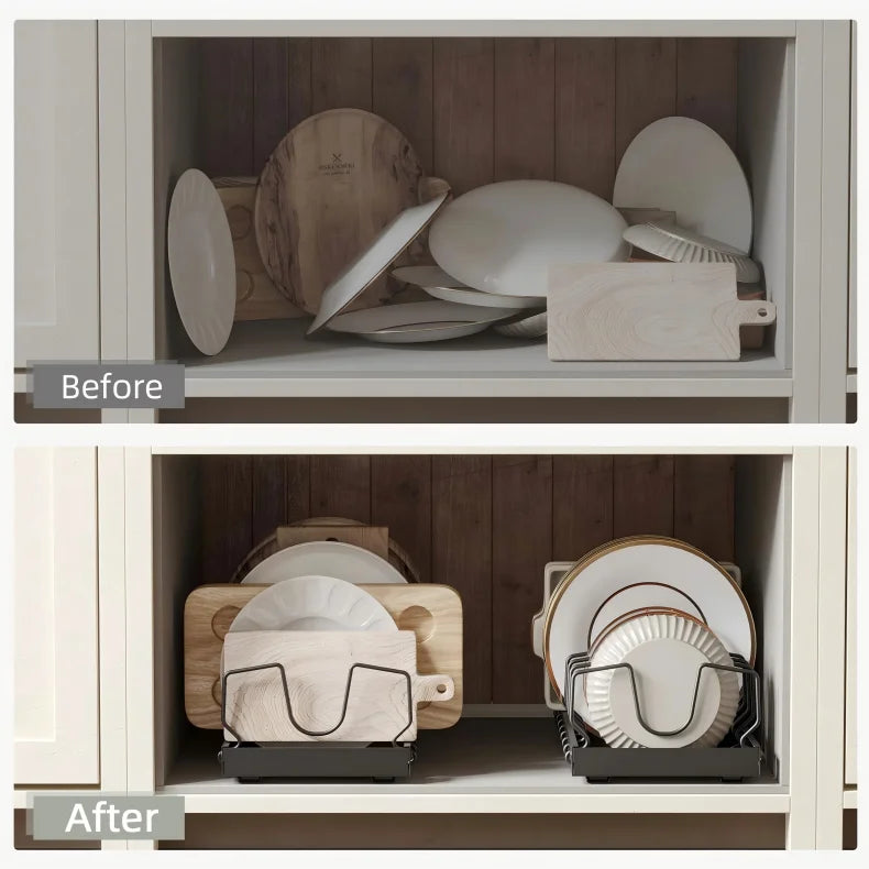 Kitchen Multifunctional Organizer - Pull-Out for Pots/Pans, Sliding Lid Holder, Spice Rack & Dish Drying Racks Drawer Organizer