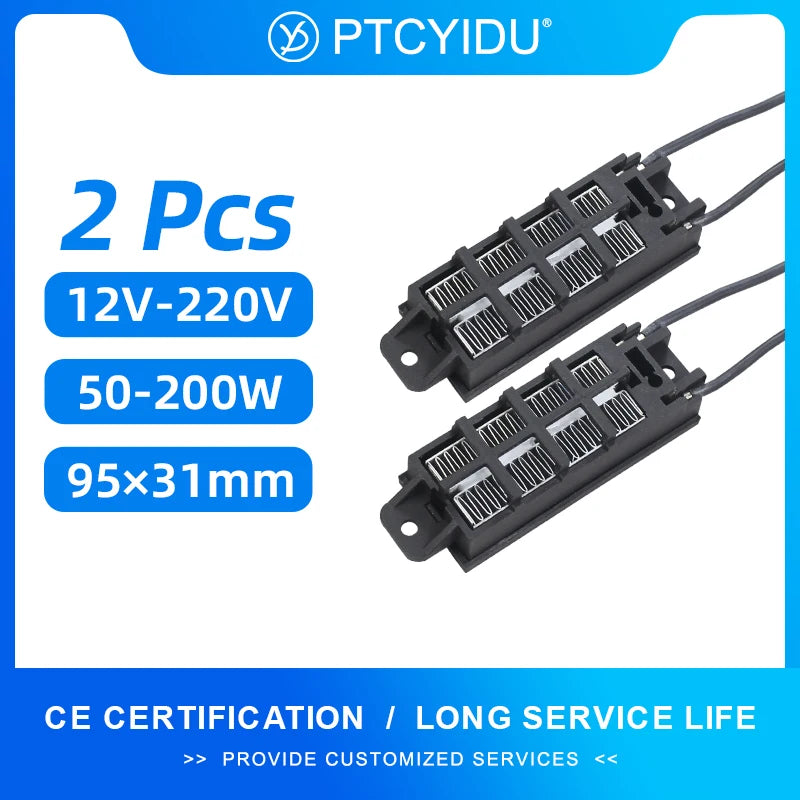 2Pcs 12V~220V 50W~200W Incubator Heater PTC Electric Heater Ceramic Air Heater Heating Element 54B2 95*31mm