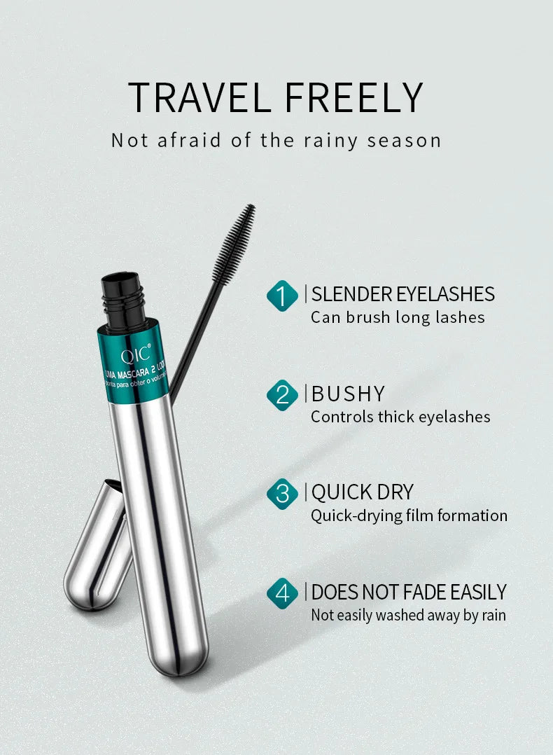 2 in 1 Dual Effect Black Waterproof Mascara 4D Lash Lengthening Thickening Curling Eye Lasting Fast Dry Mascara Makeup Cosmetics