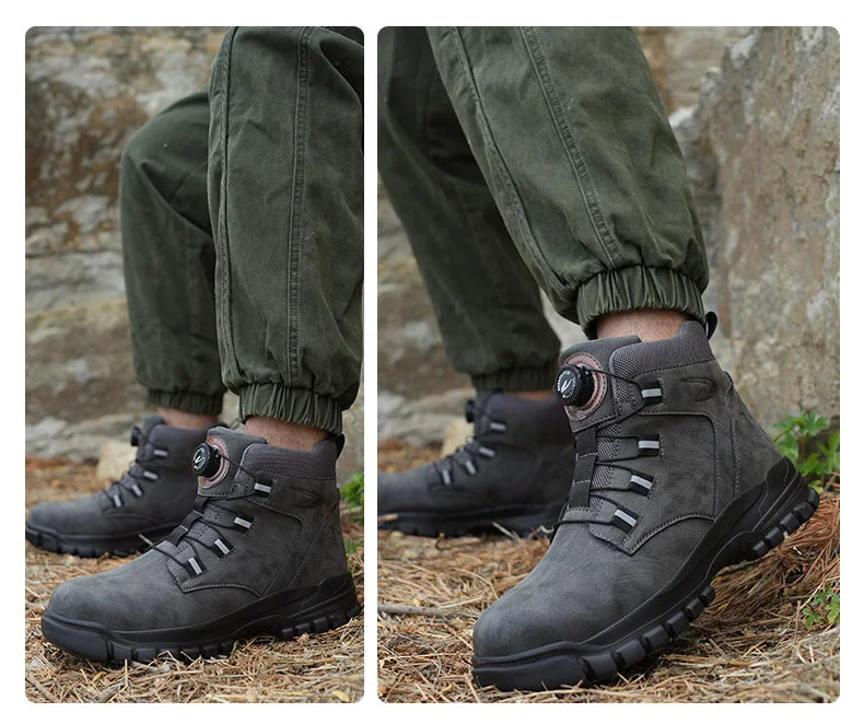 Size 47 48 Winter Work Safety Boots Men Steel Toe Work Shoes Rotating Button Waterproof Protective Men Safety Shoes Footwear