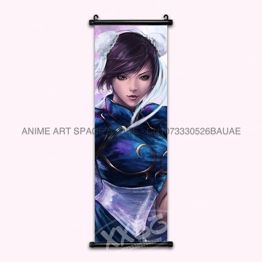 Street Fighter Hanging Painting Fighting Game Wall Artwork Gouken Scrolls Picture Sakura Kasugano Print Canvas Poster Home Decor