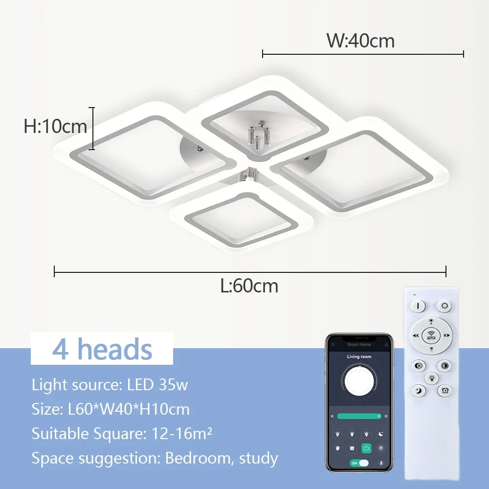 Modern Interior Square Ceiling Light with Remote Control LED Dimmable Ceiling Lamp lustre Living Room Kitchen Bedroom Decoration