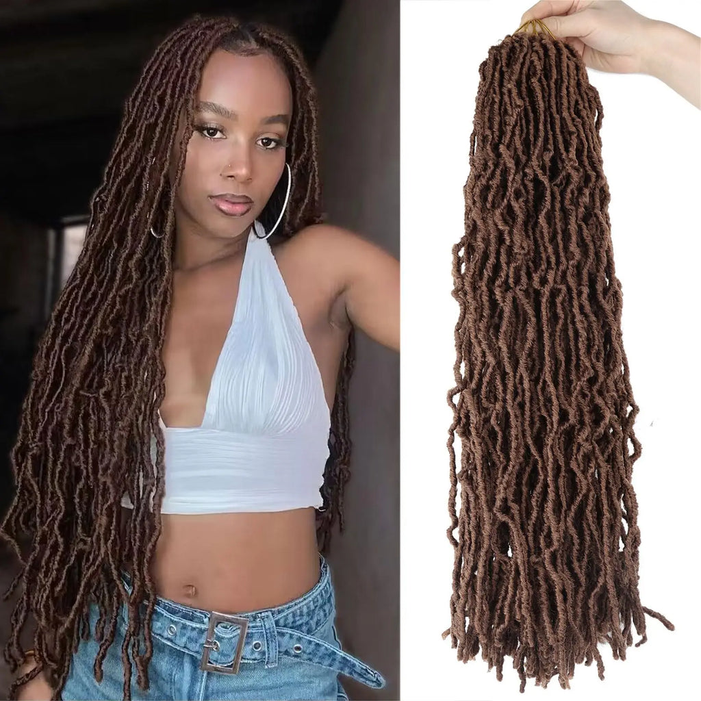 8Pcs Heat Resistant Dreadlock Crochet Hair Faux Locs 24 Inch Synthetic Extensions Black Soft Locs for Halloween and Christmas