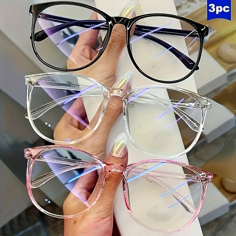 3PCS Large Round Glasses Are Simple Lightweight Durable and Suitable for Both Men and Women's Daily Fashion Accessories