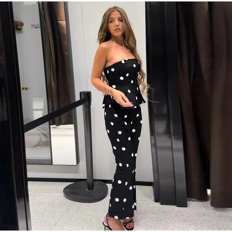 Elegant Polka Dot Women's Jumpsuit Sleeveless Waist-closed Backless Tube Top Lady Long Romper 2026 Summer Fashion Female Rompers