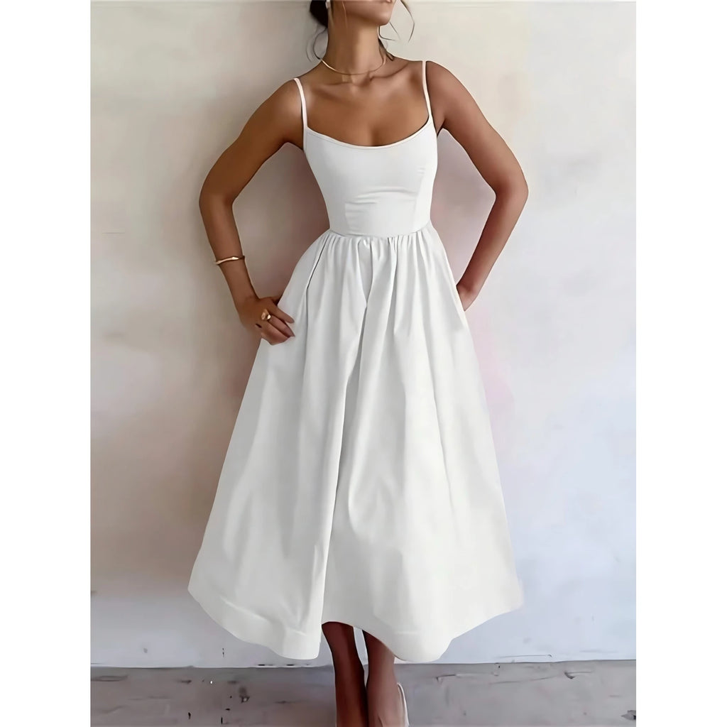 High Waist A-Line Dress Elegant Vacation Style Women's Gown Strapless Slimming Skirt Casual Leisure Fashion plus Size