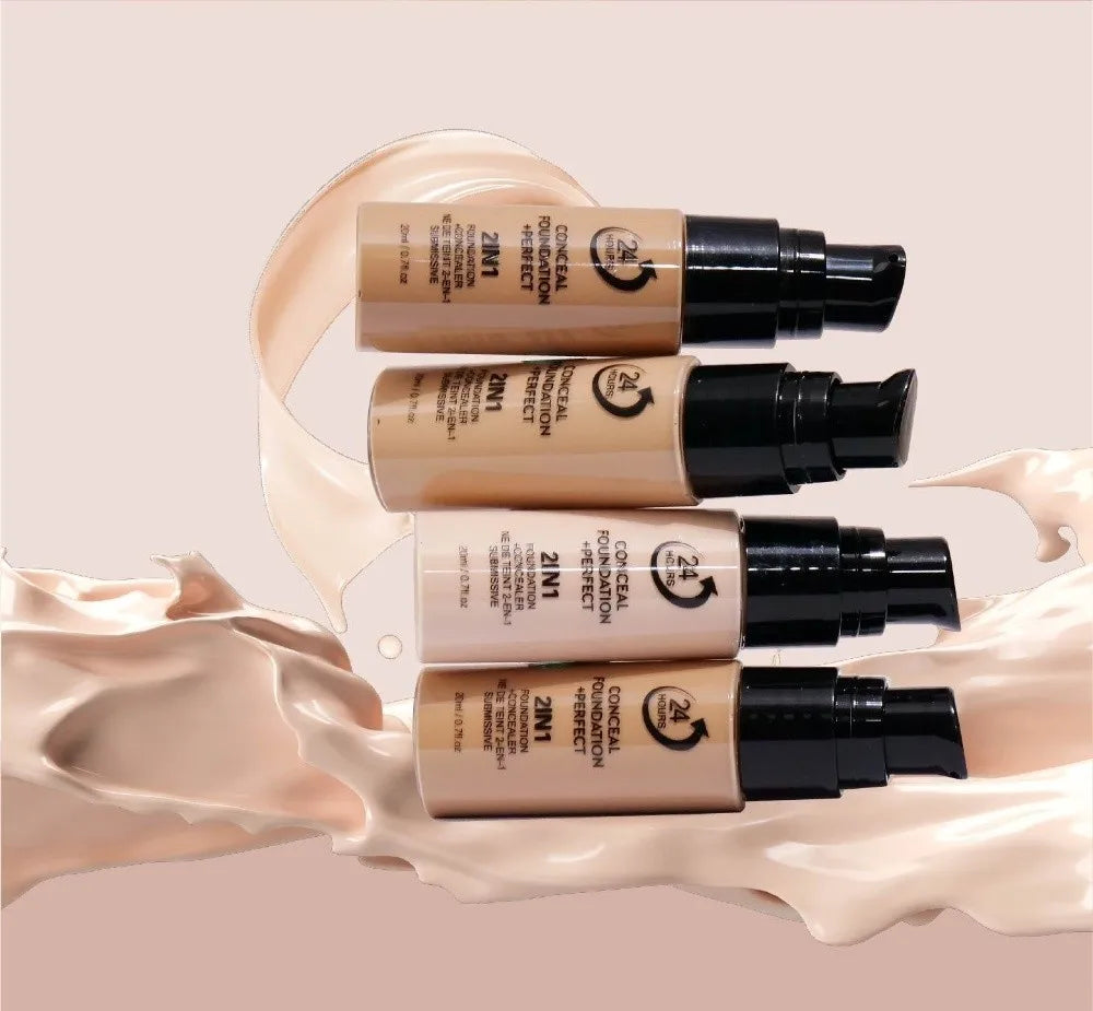 New Waterproof Liquid Foundation Matte Full Coverage Face Foundation Cream Natural Sweat Proof Foundation Concealer Cream