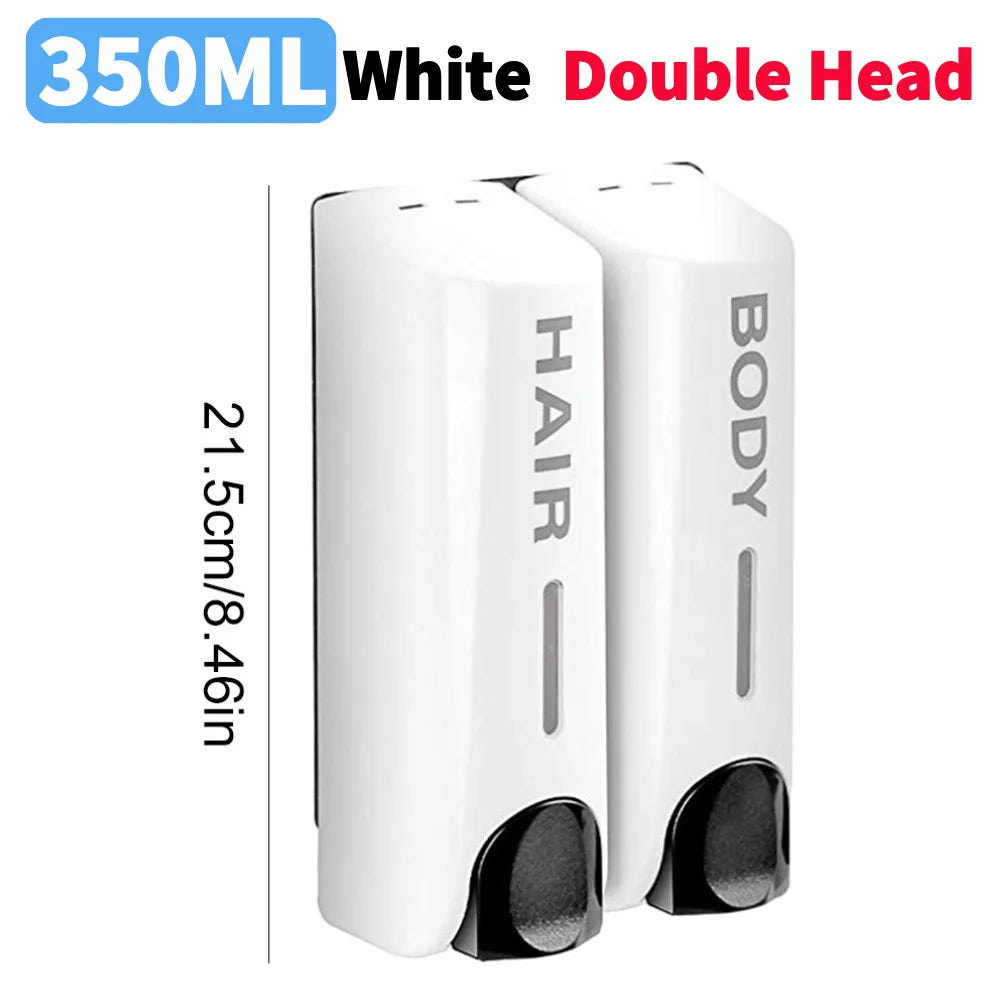 350ML Shower Bath Shampoo Dispenser Waterproof Shower Gel Lotion Soap Dispenser Wall Mount Refillable for Home Hotel Restaurant