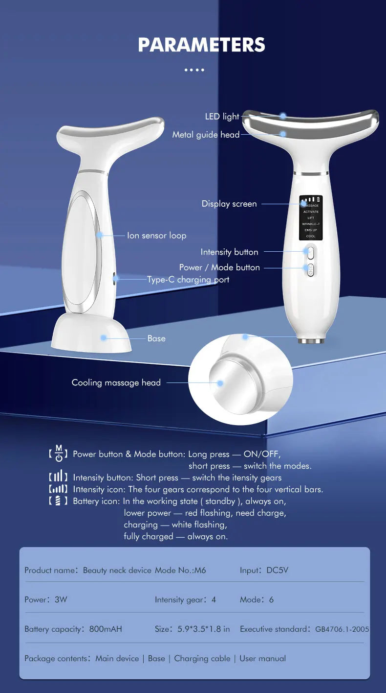 Hot Cold Neck Face Beauty Device Facial Lifting Machine Face Massager Reduce Double Chin Face Sculpting Skin Care Beauty Tools