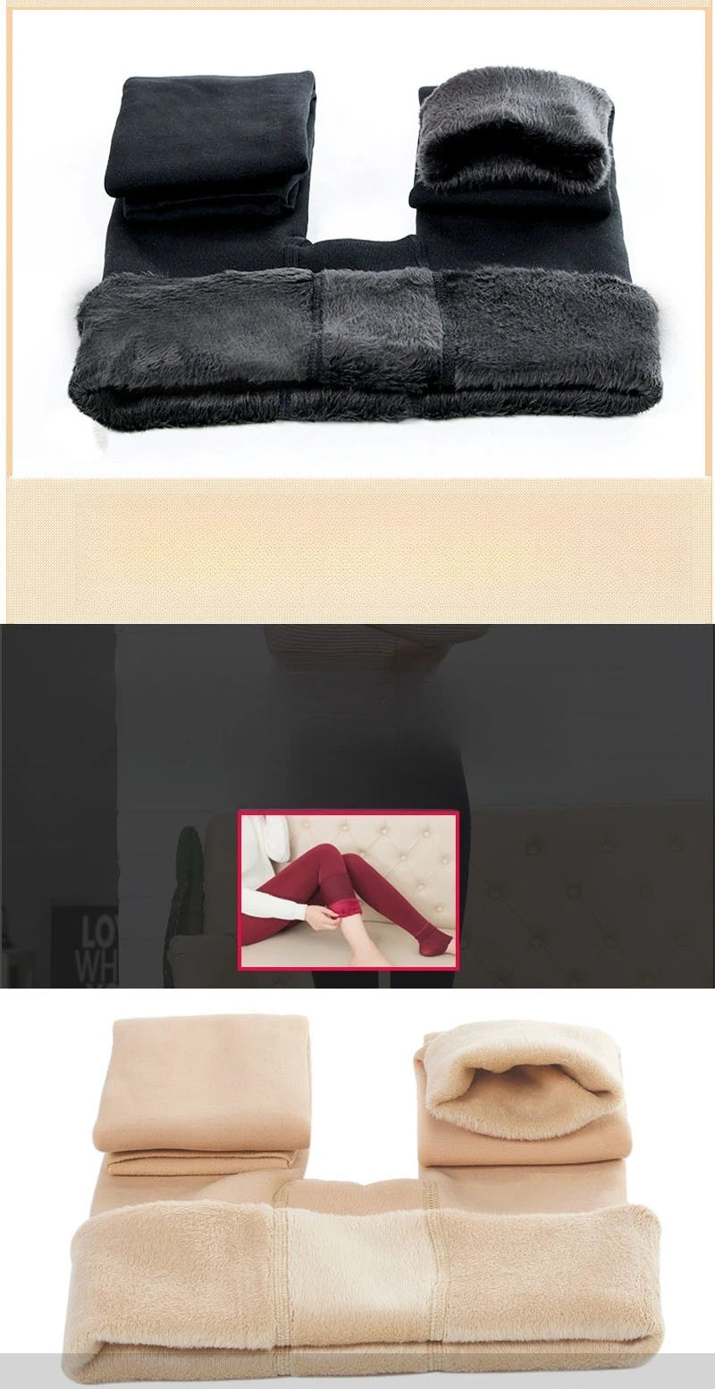 Women's Pearl Fleece Thermal Leggings Fall Winter Foot Loop Non Binding Plus Size Extended Sizing Cozy Armor for Street To Snow