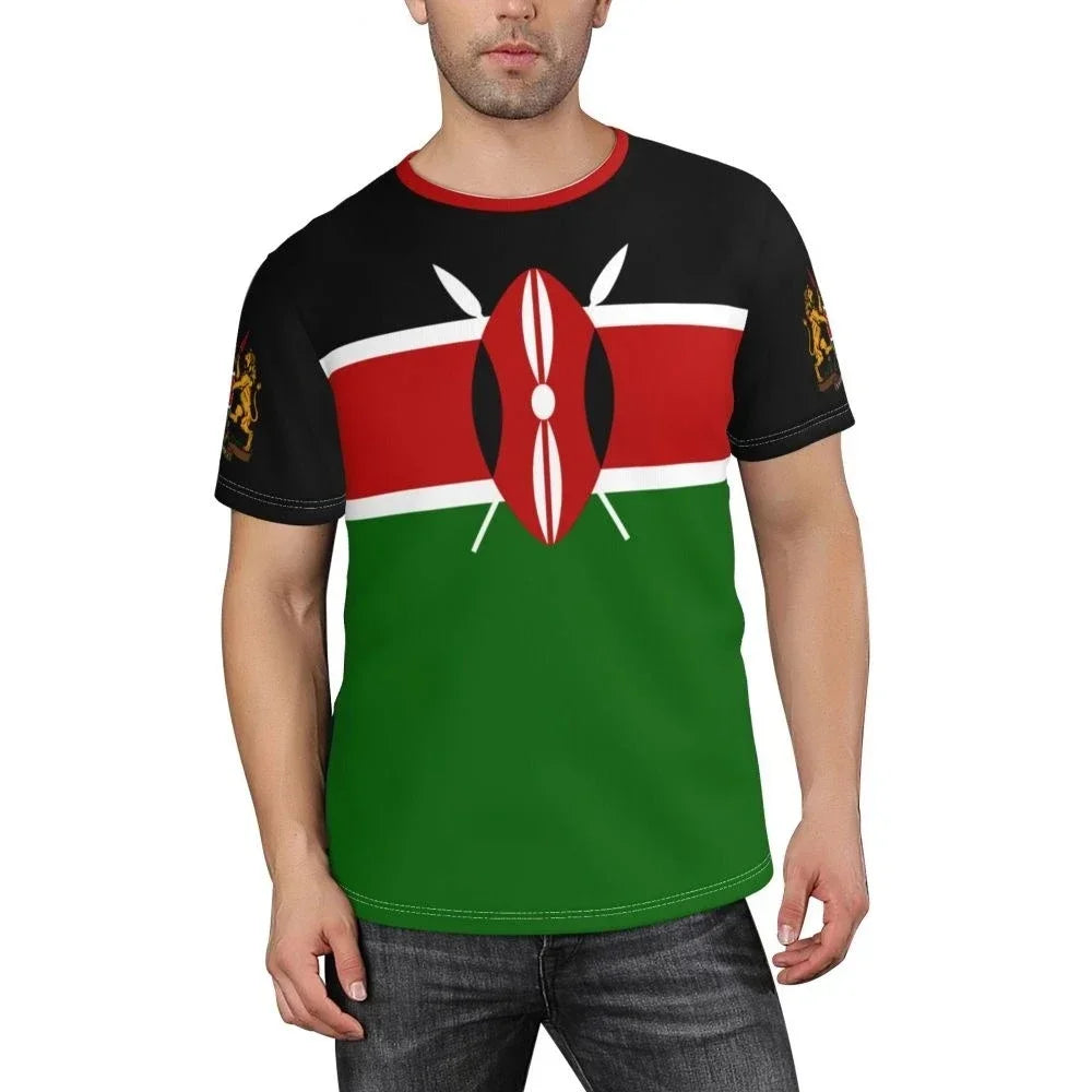 2024 New Kenya Flag Graphic 3D Printed T-shirt Kenya National Emblem Fashion Men's Tops  National Day Gifts Personalized Tee