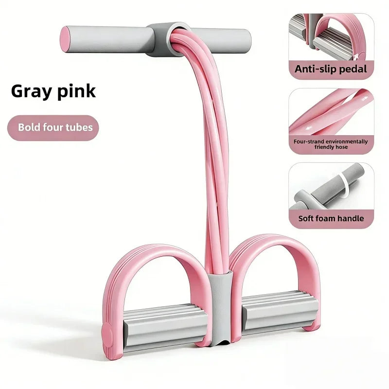 Resistance Bands 4-Tube Yoga Pedal Puller Resistance Band Elastic Pull Rope Fitness Equipment for Abdomen Waist Arm Training