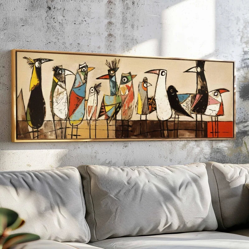 Birds on Wire,Mid Century Modern Wall Art Unframed,Modern Wall Art,Abstract Birds Print Large Modern Wall Art,Above Bed Decor