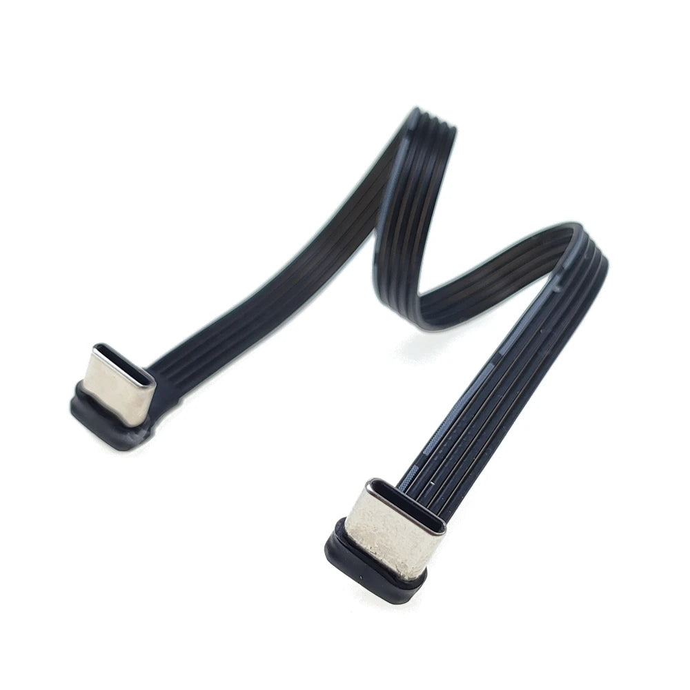 20CM 30CM 10CM 5CM USB 2.0 Type-C Flat Cable Extension FPC Cable USB 2.0 USB-C 90° Up/Down Angled Plug 5CM-1M