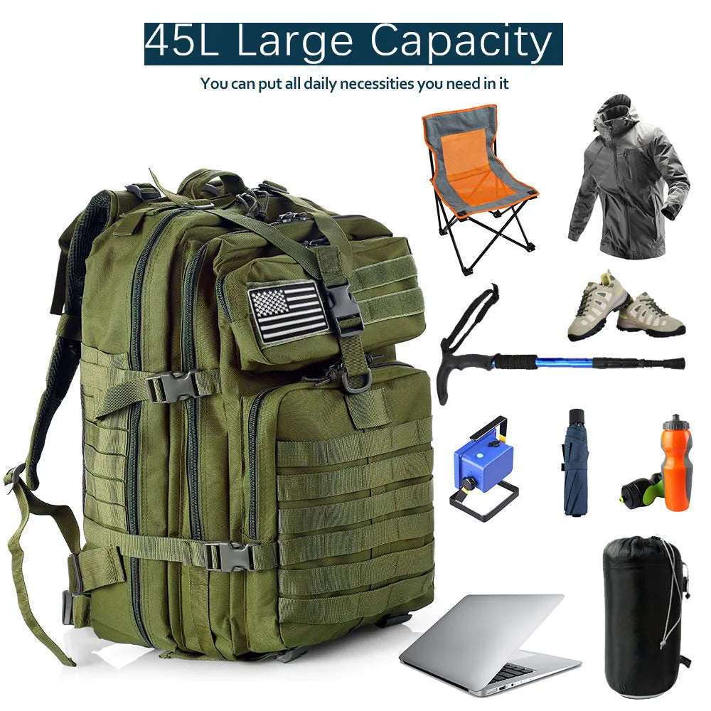 50 Liters Outdoor Tactical Dual Shoulder Large 3P Backpack Backcountry Cycling Sports Backpack Travel Attack Camouflage Multi-Fu
