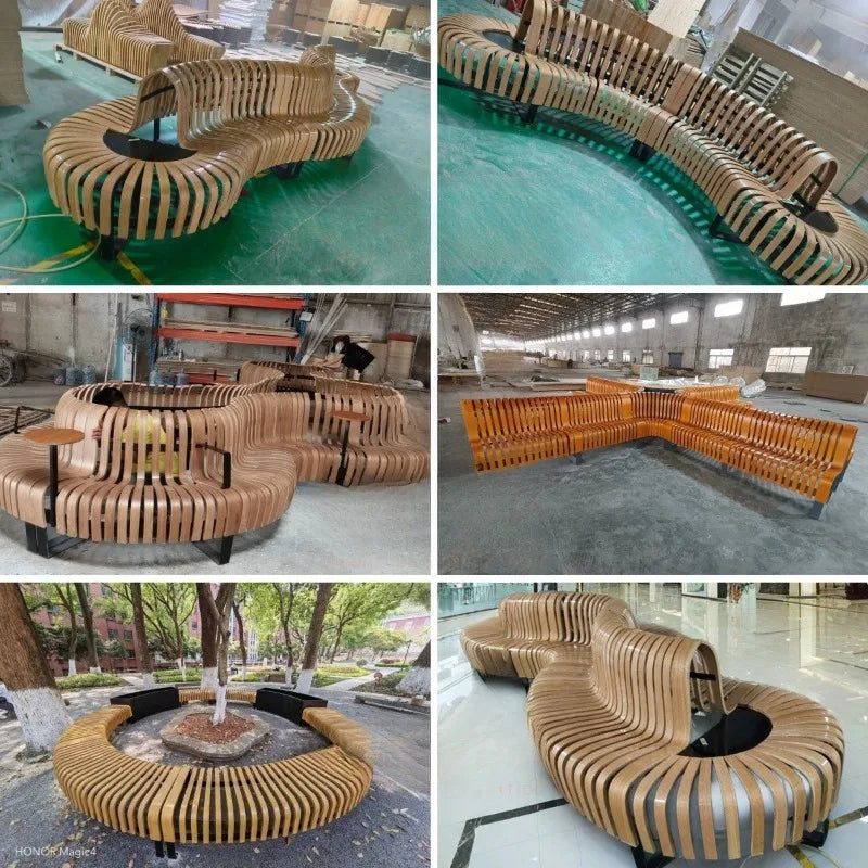 Public seat Modern art Solid wood tree stool Scenic area Landscape rest bench
