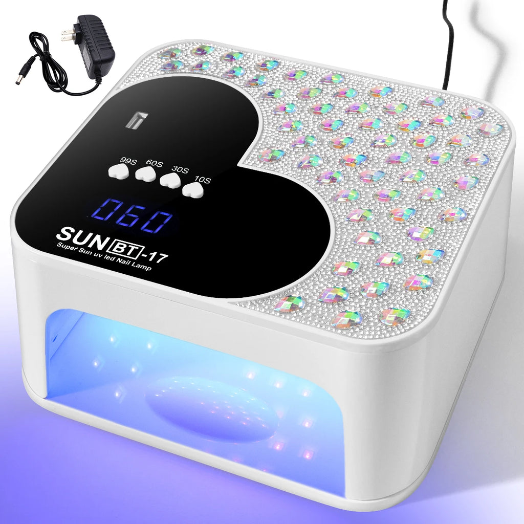 3D Diamond UV LED Nail Lamp For Fast Drying Gel Nail Phototherapy Heart Shape Machine 45 LEDs Manicure Salon Tool Equipment