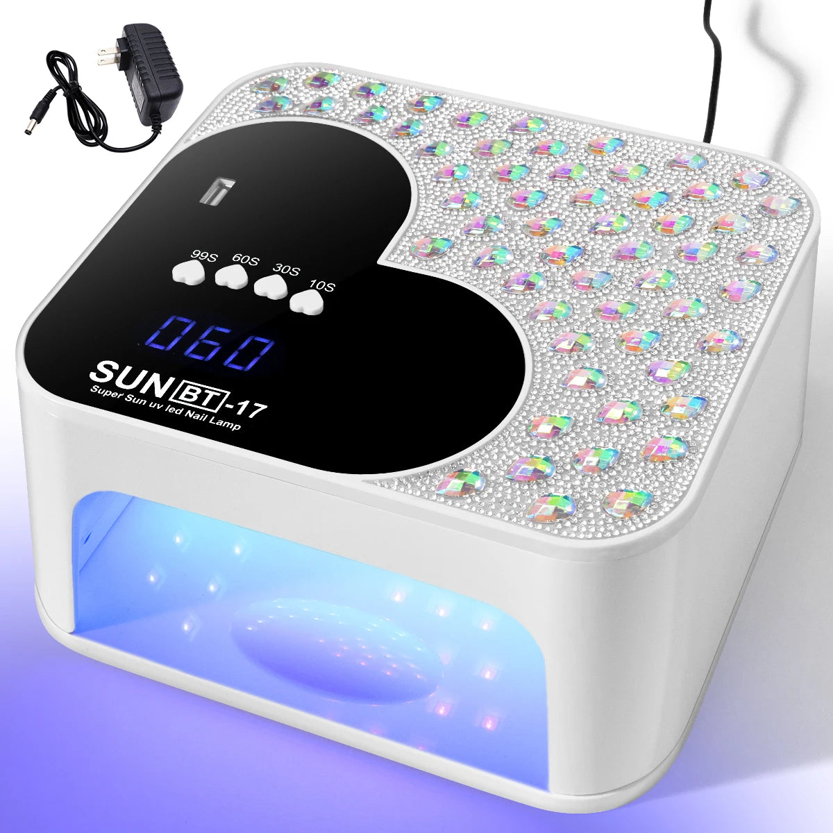3D Diamond UV LED Nail Lamp For Fast Drying Gel Nail Phototherapy Heart Shape Machine 45 LEDs Manicure Salon Tool Equipment
