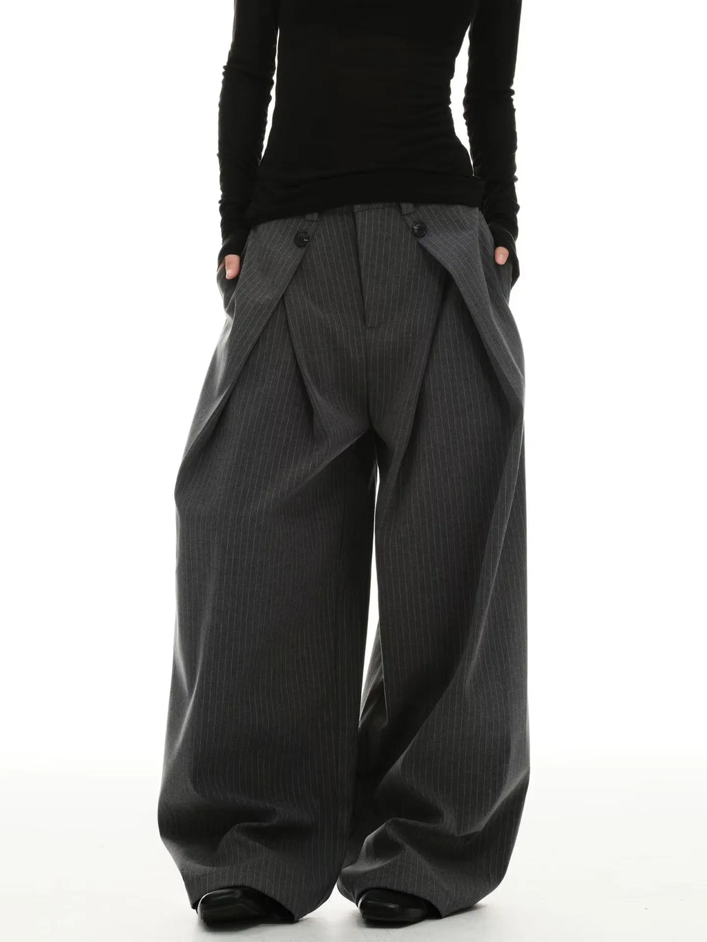 2026 New Vintage Pinstripe Suit Pants Loose Wide Leg Slimming Long Pants Casual Commute Trousers For Men And Women